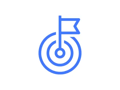 Icon Ergebnisorientierung blau auf weiss