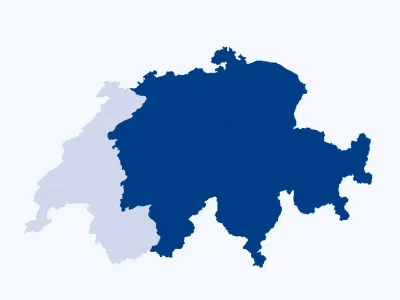 Stilisierte blau-graue Schweizerkarte