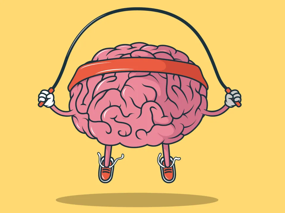 Ilustration eines seilhüpfenden Gehirns