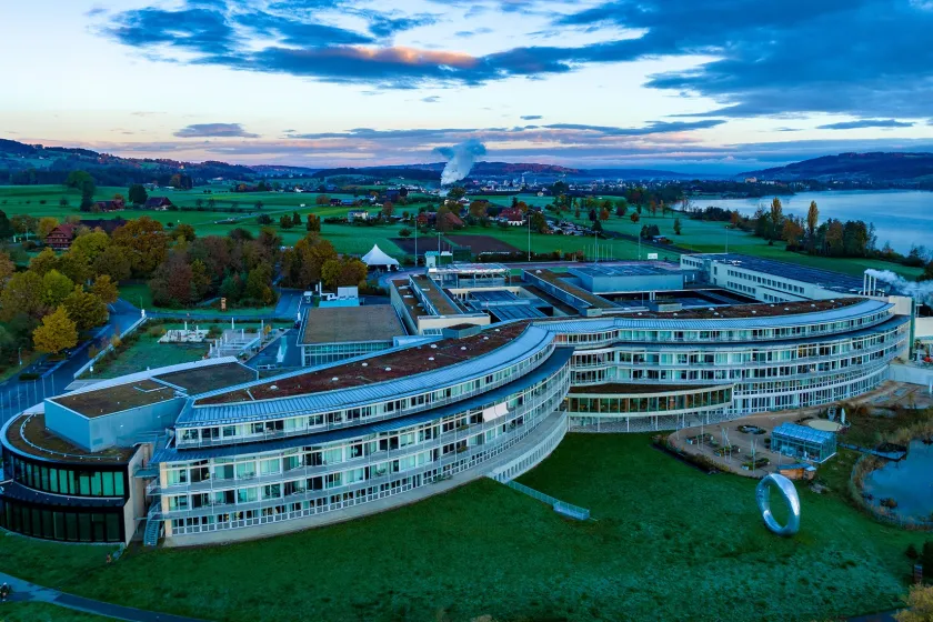 Luft-Aufnahme des Schweizer Paraplegiker-Zentrums in Nottwil.
