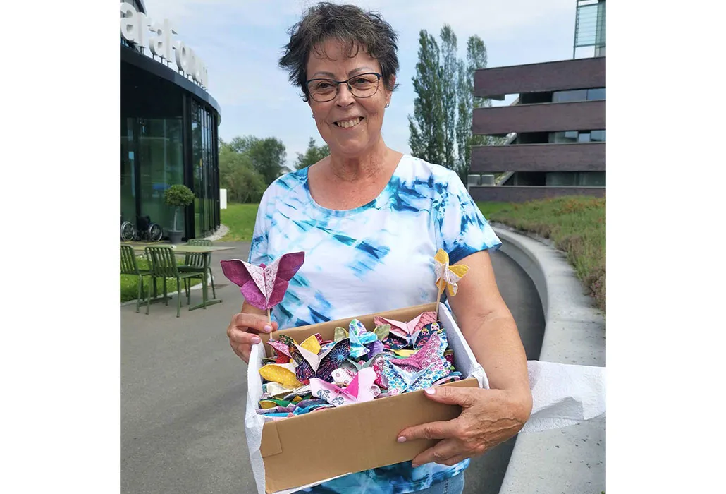 Claire Baumgartner sewed over 200 individual butterflies for all patients.
