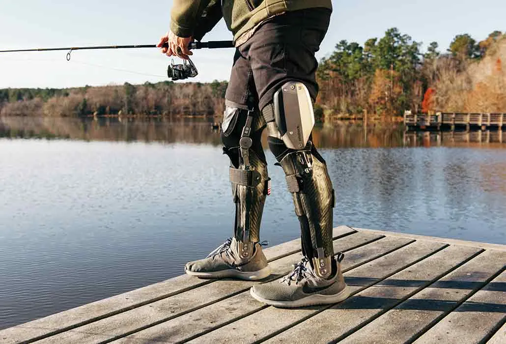 Standing securely while fishing.