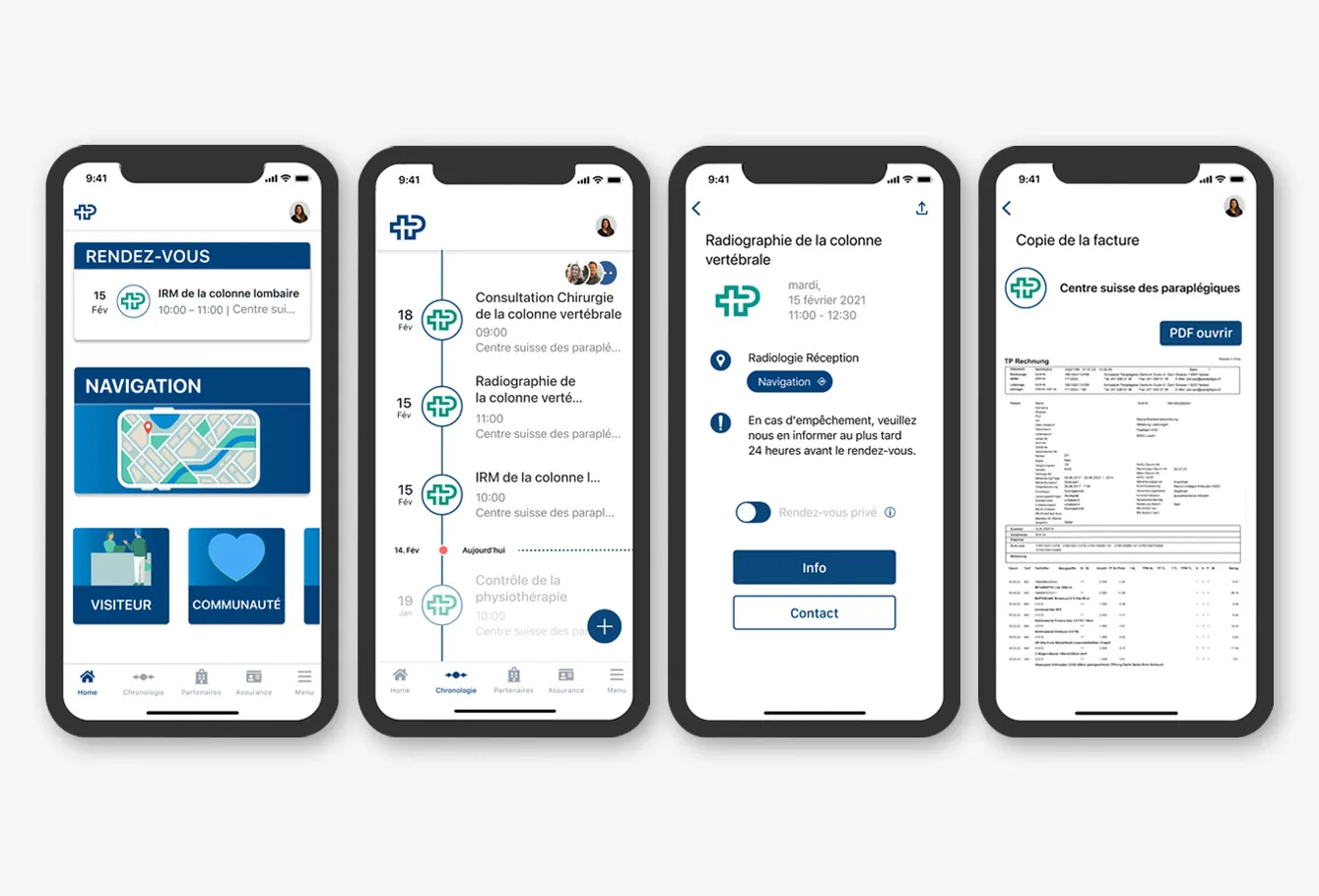 vier Darstellungen aus der app paraplegie 