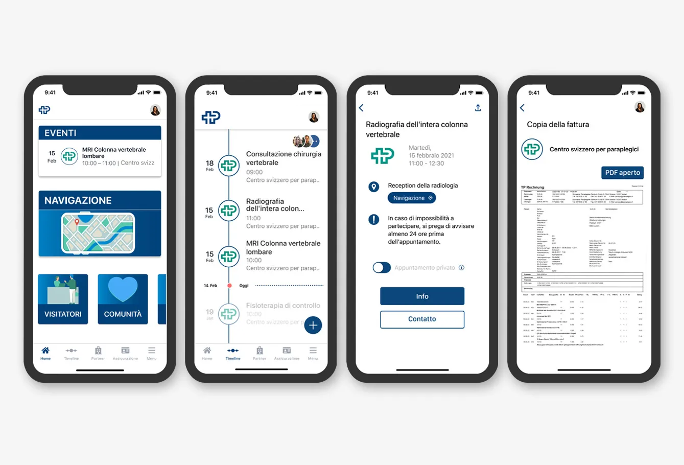 vier Darstellungen aus der app paraplegie 