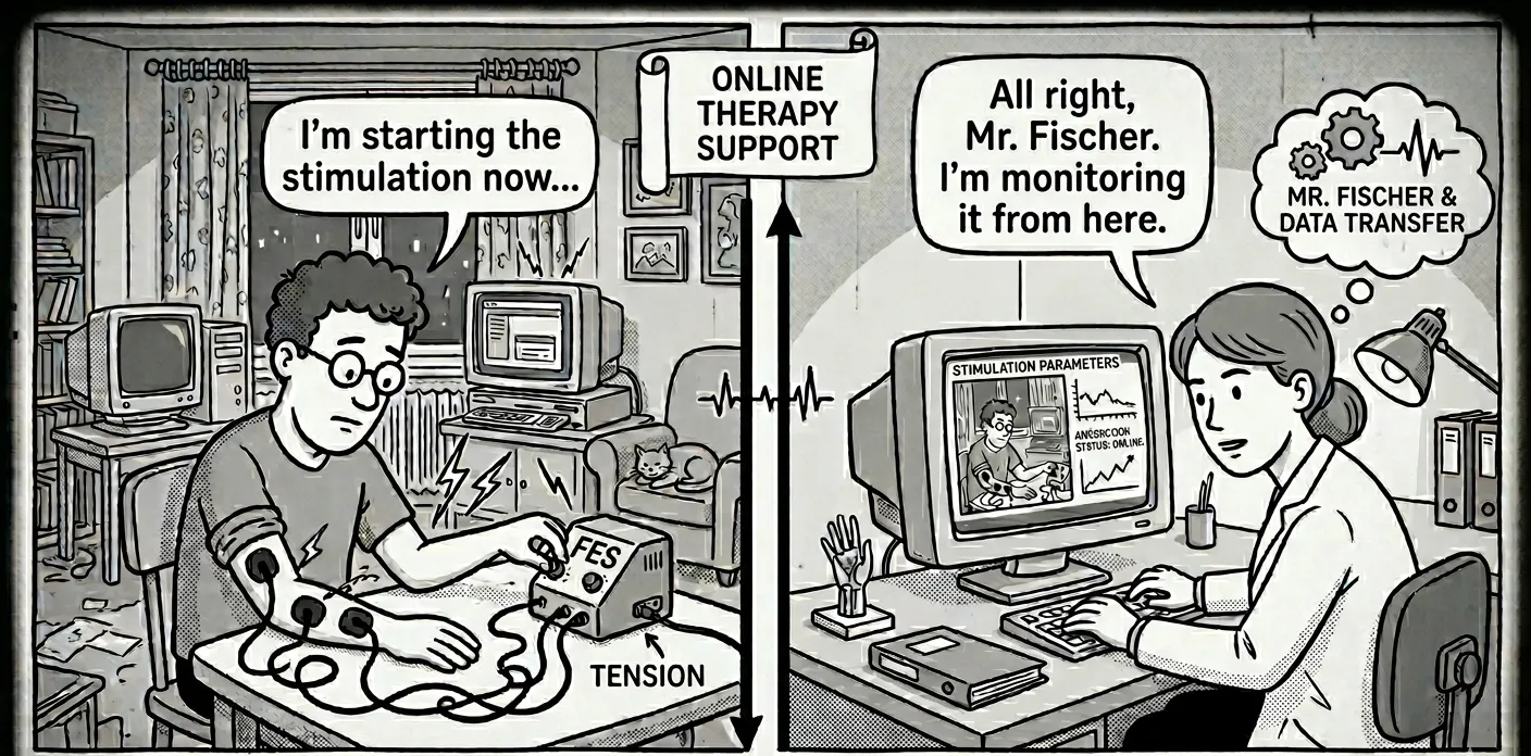 Two-panel comic: Man eating alone, woman working at computer. Contrasts offline vs. online social interactions.