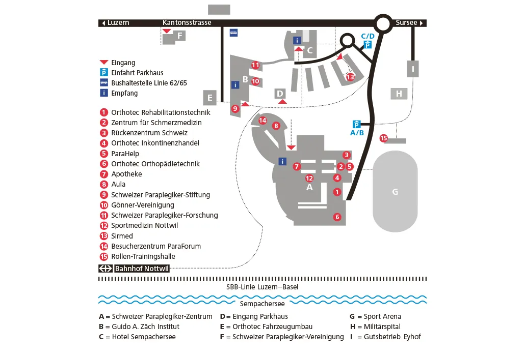 Situationsplan Schweizer Paraplegiker-Gruppe Stand Juni 2020