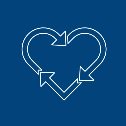 Das Icon zeigt ein Herz und soll das Thema Ressourcen symbolisieren.