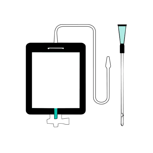 Illustration of urin bag and a bladder catheter